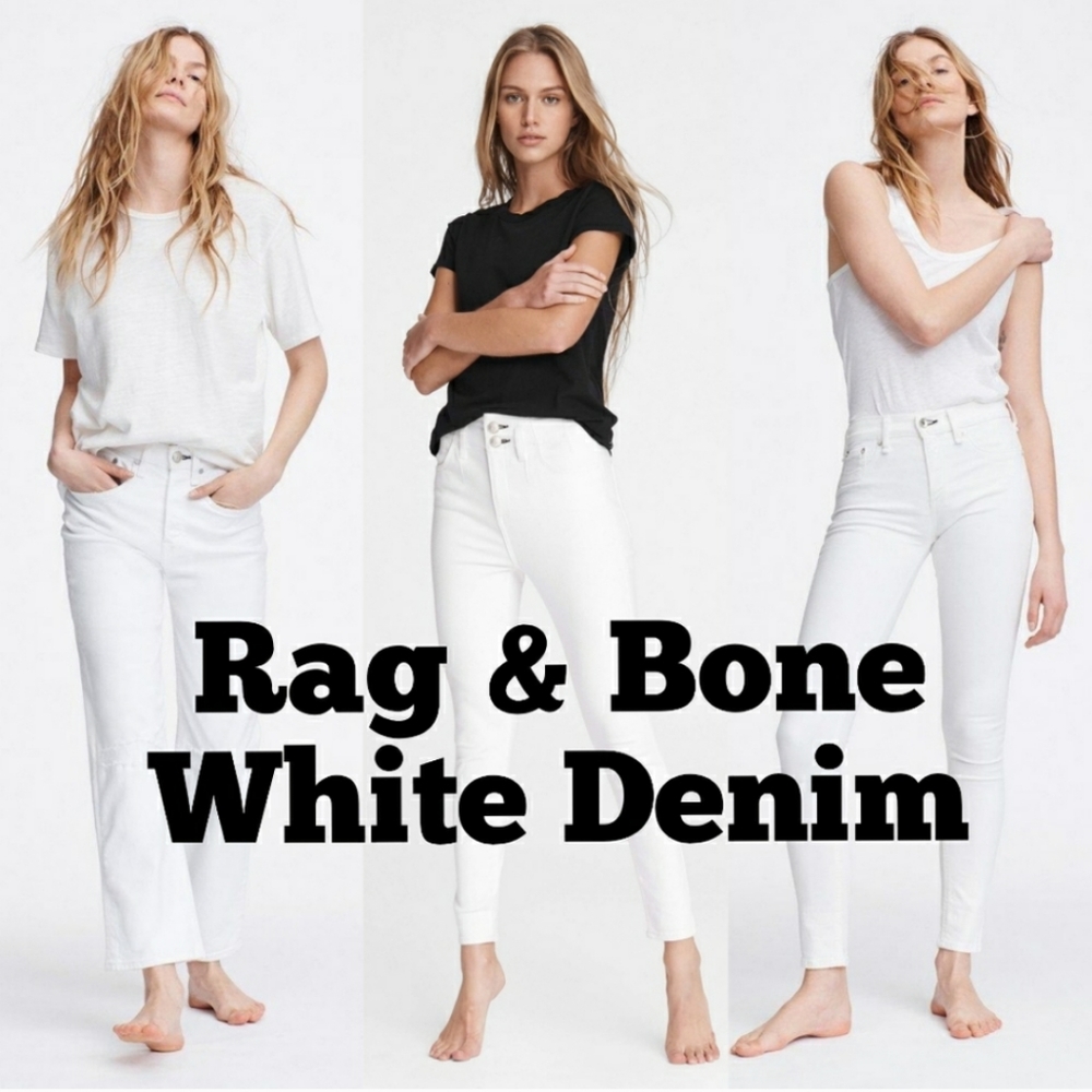 NWT 'rag & bone/JEAN' Capris  White Denim Distressed Jean Capris
